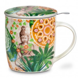 Tazza da tè con infusore e coperchio Buddha paradise